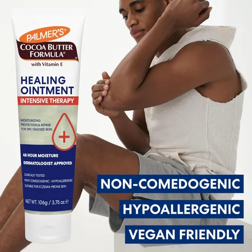 Vista 5 de Palmer's Pomada curativa de fórmula de manteca de cacao con vitamina E, 3.75 onzas, terapia intensiva para piel severamente seca y propensa al