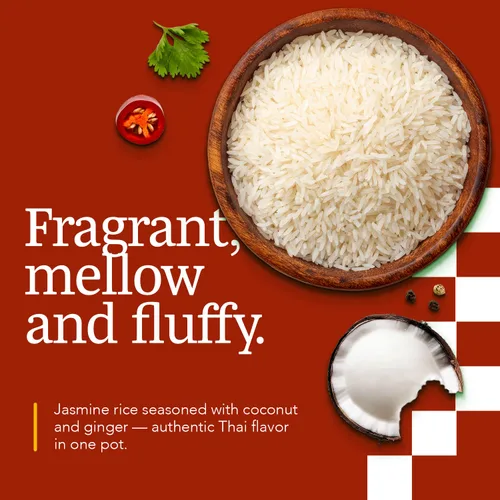 Vista 4 de A Taste of Thai Jasmine Rice Instant (arroz con jengibre y coco) – Auténtico arroz blanco tailandés orgánico, saborizado con especias tailandesas
