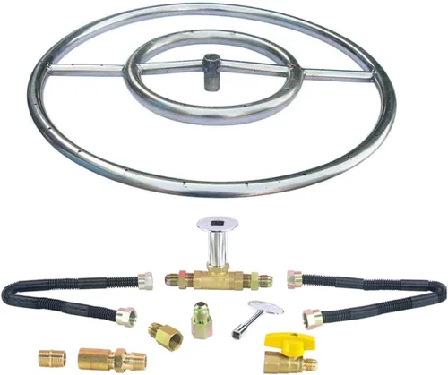 Vista 4 de Kit completo de anillo de quemador de hoguera de acero inoxidable de 18 pulgadas para tanques LP portátiles de 20 libras Kit de tanque LP