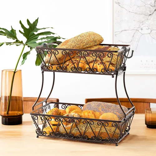 Vista 5 de Simple Houseware - Frutero de 2 niveles para encimera, bronce
