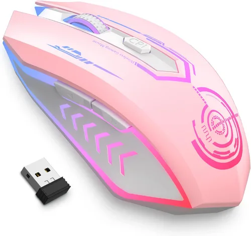 Vista 11 de Wireless USB Gaming Mouse, recargables uhuru 5 botones 7 Changeable LED Color ergonómico programable MMO RPG para PC computadora Portátil gaming