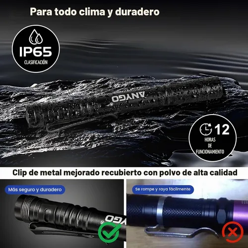 Vista 6 de Luz recargable para bolígrafo, linterna de bolsillo USB-C de alto