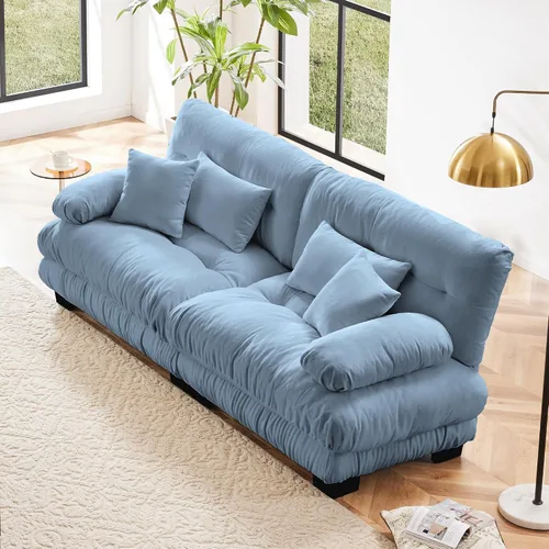 Vista 34 de Otomana beige para sofá modular modular, sofá individual, asiento otomano para sofá modular convertible, sofás de terciopelo para sala de estar