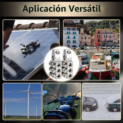 Vista 6 de Conector de terminal de poste de batería 6x1/0 AWG calibre 0 de 12 vías, reemplazo de abrazaderas de terminal de batería para poste superior cónico