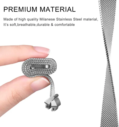 Vista 2 de Amzpas Bandas compatibles con Fitbit Inspire 2, Fitbit Inspire HR y Fitbit Inspire y Fitbit Ace 2, pulsera magnética ajustable de acero inoxidable