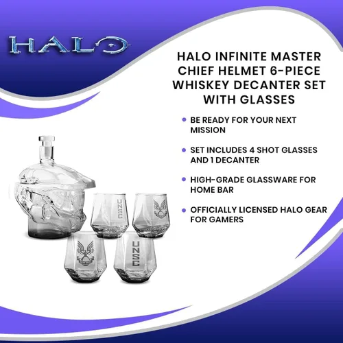 Vista 6 de Halo Infinite Master Chief - Juego de decantador de whisky con vasos (6 piezas)