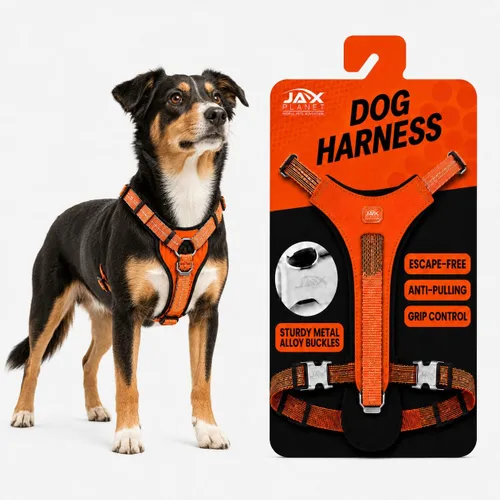 Vista 16 de Arnés para perro sin tirones con asa, arnés de entrenamiento de control de agarre para perros medianos, anillo en D frontal, reflectante, seguro