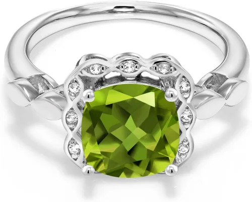 Vista 104 de Gem Stone King Anillo de compromiso de plata de ley 925 de 0.315 in con piedra natal y zafiro blanco creado Anillo de compromiso de boda