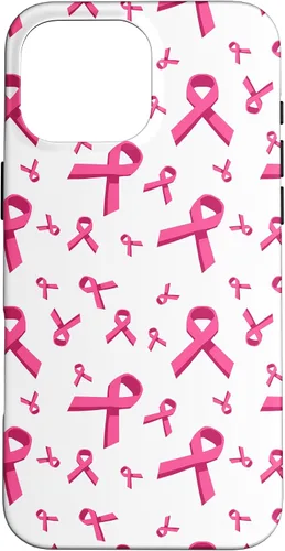 Vista 19 de Funda de soporte para iPhone 17 de mujeres de concientización sobre el cáncer de mama con patrón de cinta rosa