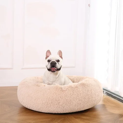 Vista 7 de Amazon Basics Donut Pet Bolster - Cama de pelo sintético para perro, beige, 36" x 36