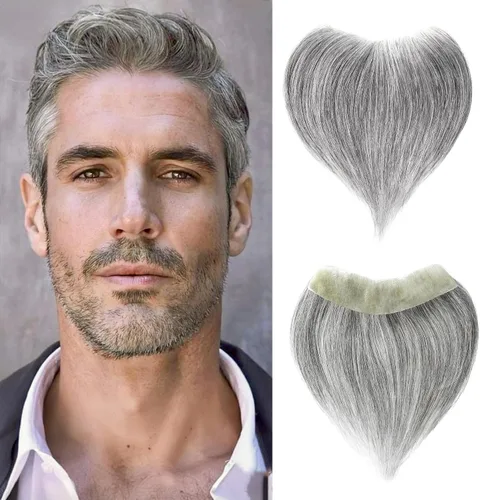 Vista 23 de Extensión frontal de cabello rubio claro para hombres, extensión de cabello lacio con pérdida de línea de cabello humano con cinta adhesiva