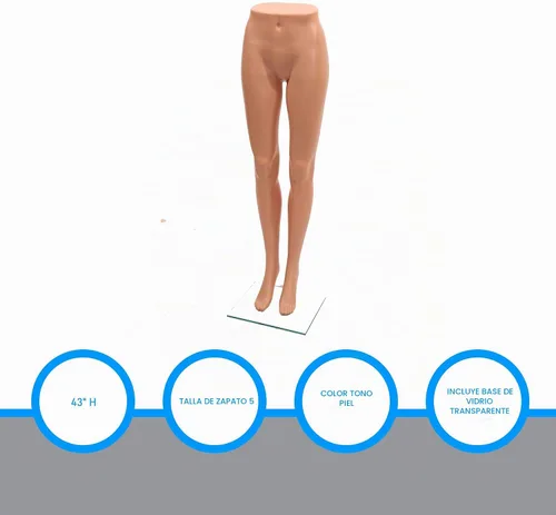 Vista 4 de SSWBasics Forma de pata de maniquí de plástico para mujer, altura 43 pulgadas, con base, plástico de medio cuerpo