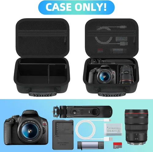 Vista 4 de Funda para cámara Canon EOS R50/R6 Mark II/R8/Rebel T7/R5/R10/R7/R100/R5 Mark II/R50V/RP/5D Mark IV/Rebel T6/SL3, lente y trípode, bolsa para cámara