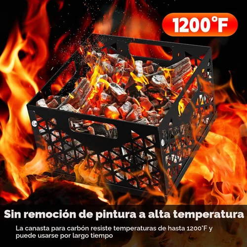 Vista 3 de Cesta de Carbón Firebox para Ahumador Offset Oklahoma Joe, Accesorios de Parrilla para Ahumado Largo y Eficiente, Cesta de Fuego de 12" x 12" x 7.5