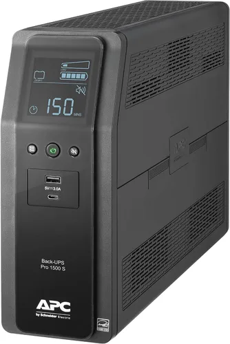 Vista 2 de APC UPS, batería de reserva de onda sinusoidal de 1500 VA y protector de sobretensiones, BR1500MS2, 2 puertos de cargador USB, fuente