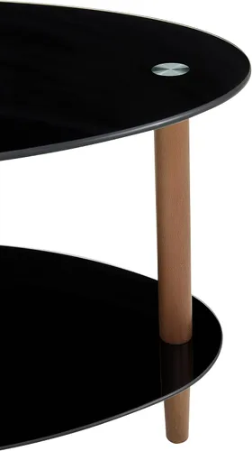 Vista 6 de Mesa de centro de cristal, mesa de centro de vidrio de 2 niveles, mesa moderna de vidrio templado para el hogar y la sala de estar (negro)