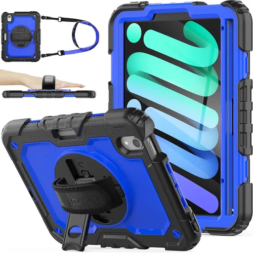 Vista 9 de SEYMAC stock Funda para iPad mini 7 (A17 Pro) 2024/Mini 6 de 8.3 pulgadas con protector de pantalla y soporte para lápiz
