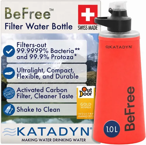 Vista 8 de Katadyn BeFree - Botella de filtro de agua plegable ultraligera de 1.0L para senderismo, camping, mochilero