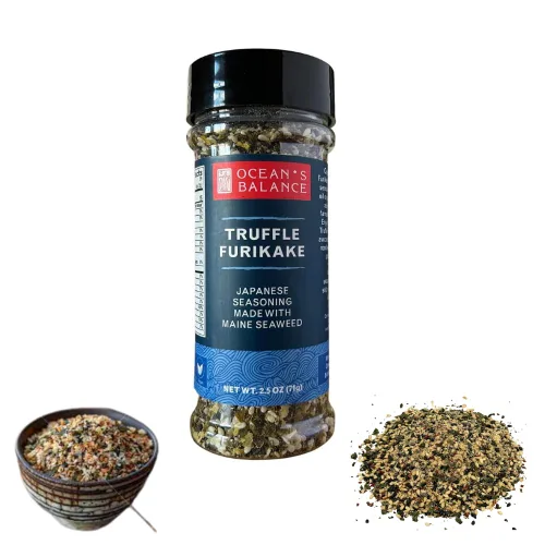Vista 11 de Condimento Bonito Furikake de Ocean Balance - Condimento de algas marinas con algas de Maine Coast - Condimento saludable con sal de algas marinas