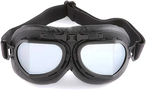 Vista 9 de Anteojos de seguridad para motociclismo, motonetas, medio casco clásico para Vespa, estilo aviador, plegable con lentes transparentes T008 Marco