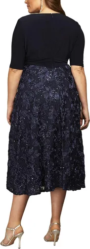 Vista 2 de Alex Evenings Vestido largo de té para mujer con detalle de roseta