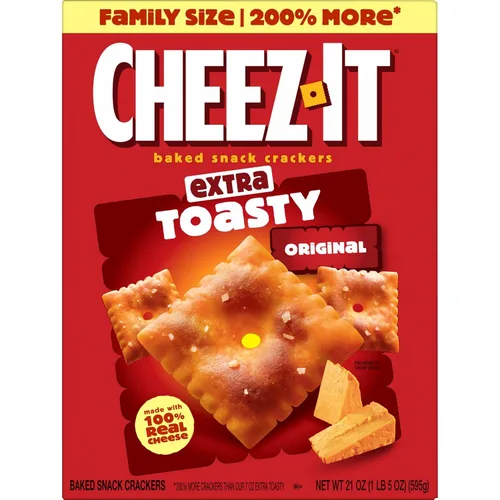 Vista 9 de Cheez-It Galletas de queso, galletas horneadas, aperitivos de oficina y niños, extra tostados, caja de 21 onzas (1 caja)