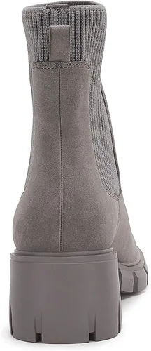 Vista 4 de Ruanyu Botas de plataforma con tacón grueso para mujer, elásticas, tipo Chelsea, con suela de lengüeta, antideslizantes, botas de combate