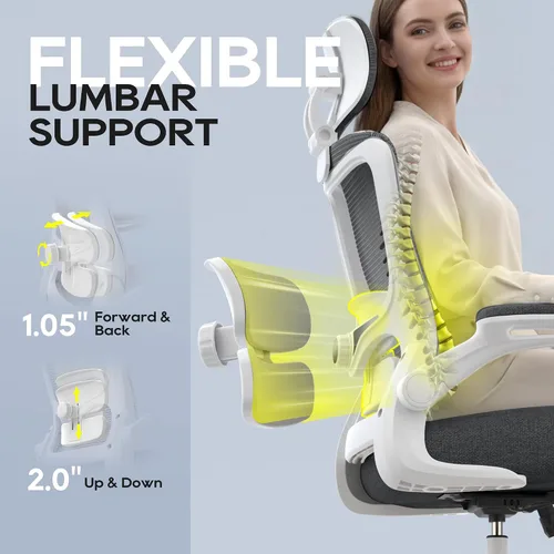 Vista 5 de Silla de oficina ergonómica para largas horas, soporte de cuerpo completo, alivia la presión del cuello y la espalda, capacidad de 330 libras, ideal