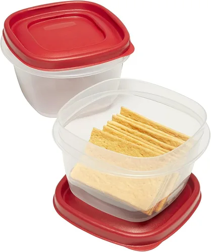 Vista 5 de Rubbermaid Easy Find - Recipientes de almacenamiento de alimentos con tapas, 2 tazas, rojo Racer, juego de 4