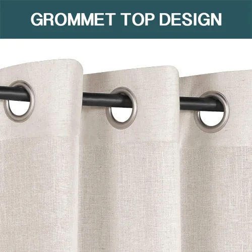 Vista 2 de FantasDecor Cortinas traslúcidas de lino de 63 pulgadas de largo, juego de 2 paneles de cortinas filtrantes de luz, cortinas de privacidad