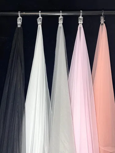 Vista 6 de Tul, tela, malla, color nude, tul elástico de tacto suave 5 yardas (rosa bebé)