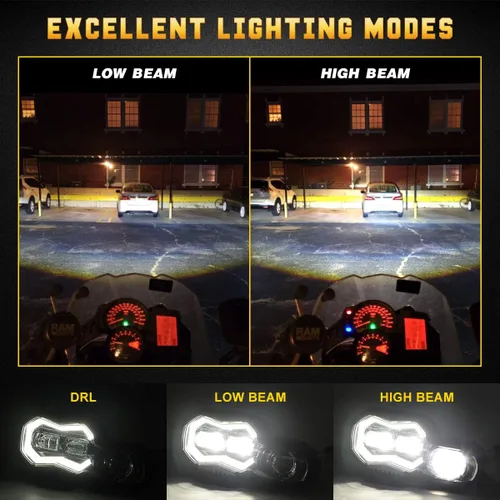 Vista 2 de M MIBAHE Faro LED de luz alta/baja con conjunto de faros LED DRL compatible con BMW F800GS F800GS Adventure F700GS F650GS