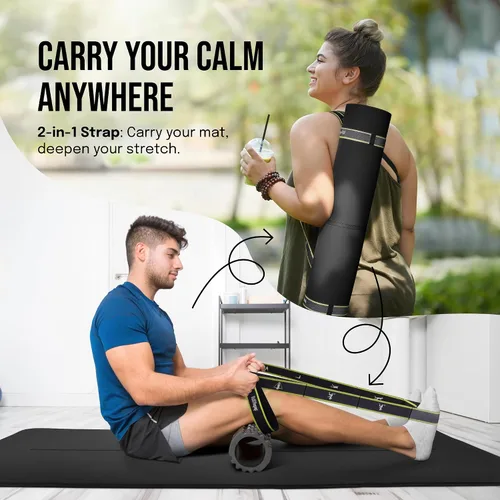 Vista 7 de Gogokiwi Tapete de yoga extra ancho para hombres y mujeres (72"L x 36"A) Tapete de fitness y ejercicio antideslizante con marcas de alineación