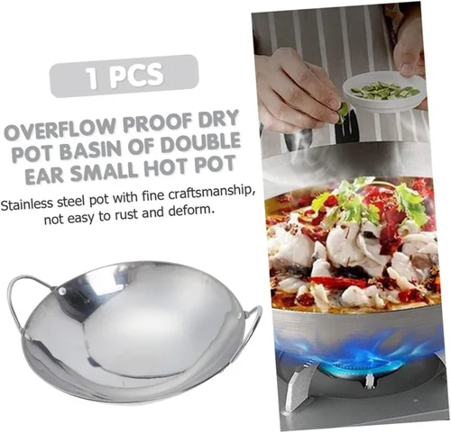 Vista 6 de DOITOOL Olla caliente inoxidable olla de doble mango sartén de metal olla de cocina casera Sartén de cocina caliente Shabu Sartén de 9 pulgadas tipo
