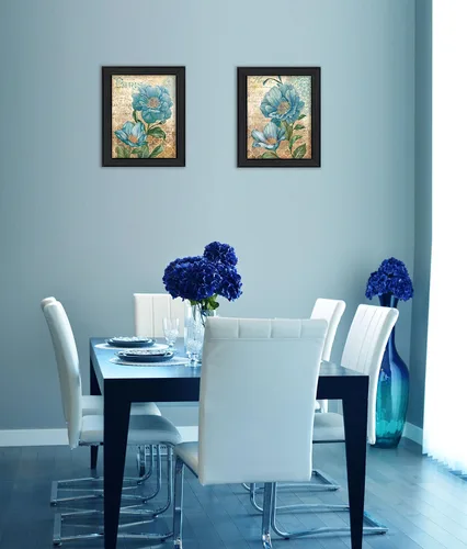 Vista 2 de Colección "Paris Blue" de Ed Wargo, arte de pared impreso, póster enmarcado listo para colgar, marco negro
