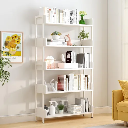 Vista 12 de Estantería de Libros Abierta y Amplia - Moderna Estantería de Libros de Exhibición de Pie de 3 Niveles con Paneles de Tres Lados para Hogar y Blanco