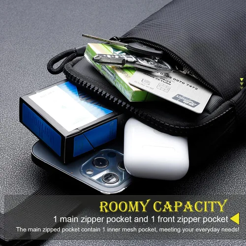 Vista 2 de USHAKE Mini bolso bandolera para hombres y mujeres Pequeña bolsa cruzada casual para teléfono para senderismo, viajes, regalo