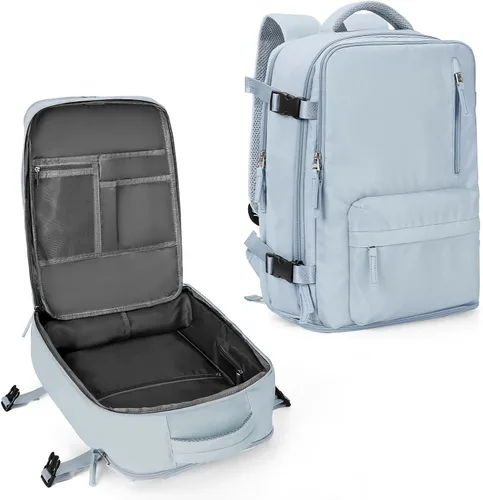 Vista 31 de WONHOX - Mochila grande, aprobada para vuelo, unisex, para viajes, trabajo, negocios o laptop, a1-Negro, Medium