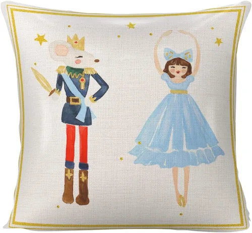 Vista 8 de Funda de almohada de cascanueces de dibujos animados de Navidad, decoración del hogar, funda de cojín cuadrada para sofá cama, funda de almohada