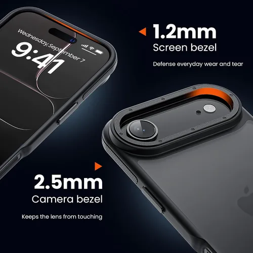 Vista 2 de Yriklso Funda 3 en 1 para iPhone Air, 1 protector de pantalla + 1 lente de cámara, a prueba de golpes para iPhone Air, protección contra caídas