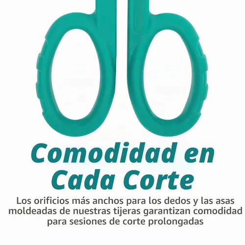 Vista 4 de Excelta Tijeras de corte Kevlar, cuchillas de acero inoxidable de 5.5 pulgadas, longitud de hoja recta de 1.75 pulgadas, borde dentado, asas