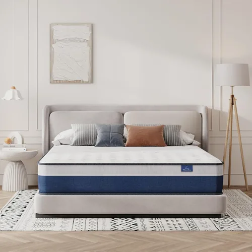 Vista 2 de Vesgantti Tight Top Series - Colchón híbrido de resortes interiores Full de 10 pulgadas/Cama en una caja, sensación de felpa firme media, espuma