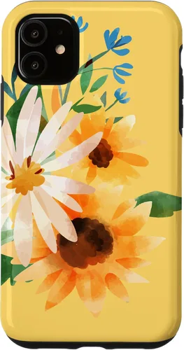 Vista 8 de iPhone 16 Yellow Sunflower Vintage Flower Petals Case