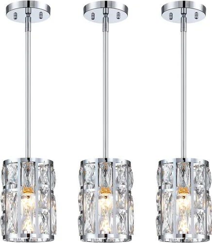 Vista 9 de MEXO Lámpara colgante de cristal moderna de 2 piezas con acabado mate negro, iluminación colgante, candelabro de cristal para sala de estar, cocina
