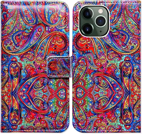 Vista 13 de Bcov Funda para iPhone 11 Pro Max, diseño de pájaro negro y verde con tapa de cuero con ranura para tarjeta de crédito, soporte para tarjeta