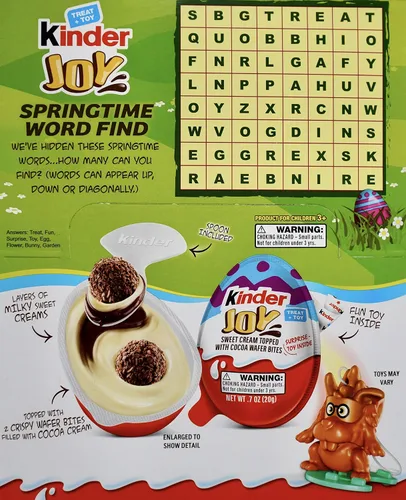 Vista 3 de Kinder Joy Treat + Easter Spring Toys Sweet Creme Oblea de cacao, 12 huevos