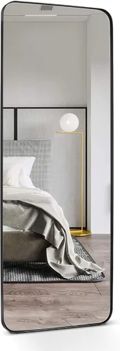 Vista 46 de ANDY STAR Espejo de pared cuadrado para baño, espejo de baño negro mate de 24 x 24 pulgadas, espejo de metal de esquina redondeada en marco de acero