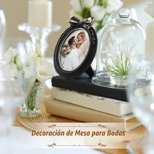 Vista 4 de Vicenpal 3 Pcs Tiny Vintage Ornate Picture Frames 2.5 x 3.5 Inch Black Gold Negro dorado