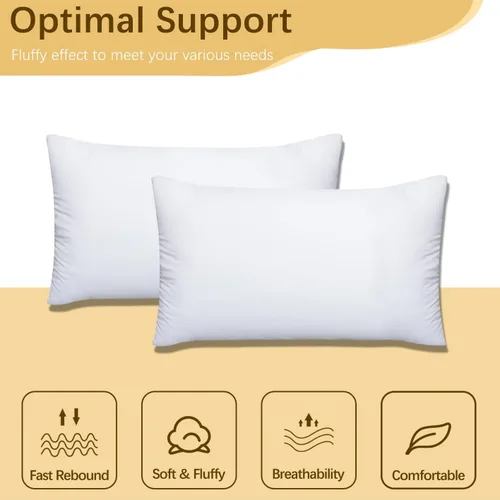 Vista 4 de OKBA - Juego de rellenos para almohadas de 2 unidades, con funda 100% algodón, para cama y sofá - Almohadas decorativas para hotel en interiores