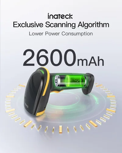 Vista 4 de Inateck Escáner de Código de Barras 2D con Soporte Inteligente, Escáner de Código QR Inalámbrico, Escáner de Mano con APP y SDK, Imagen 2D